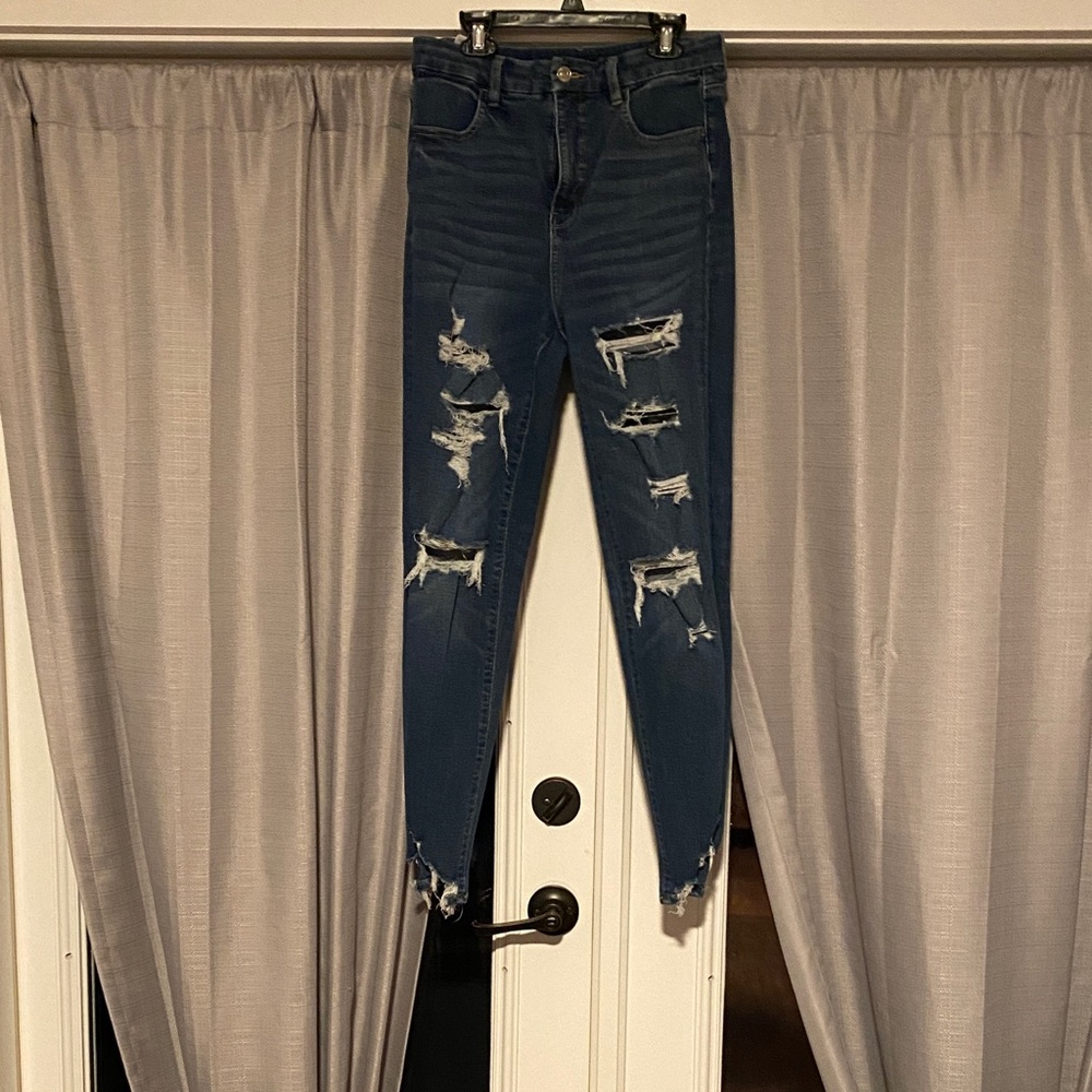 American Eagle Outfitters Ripped Dark Blue Skinny Jeans